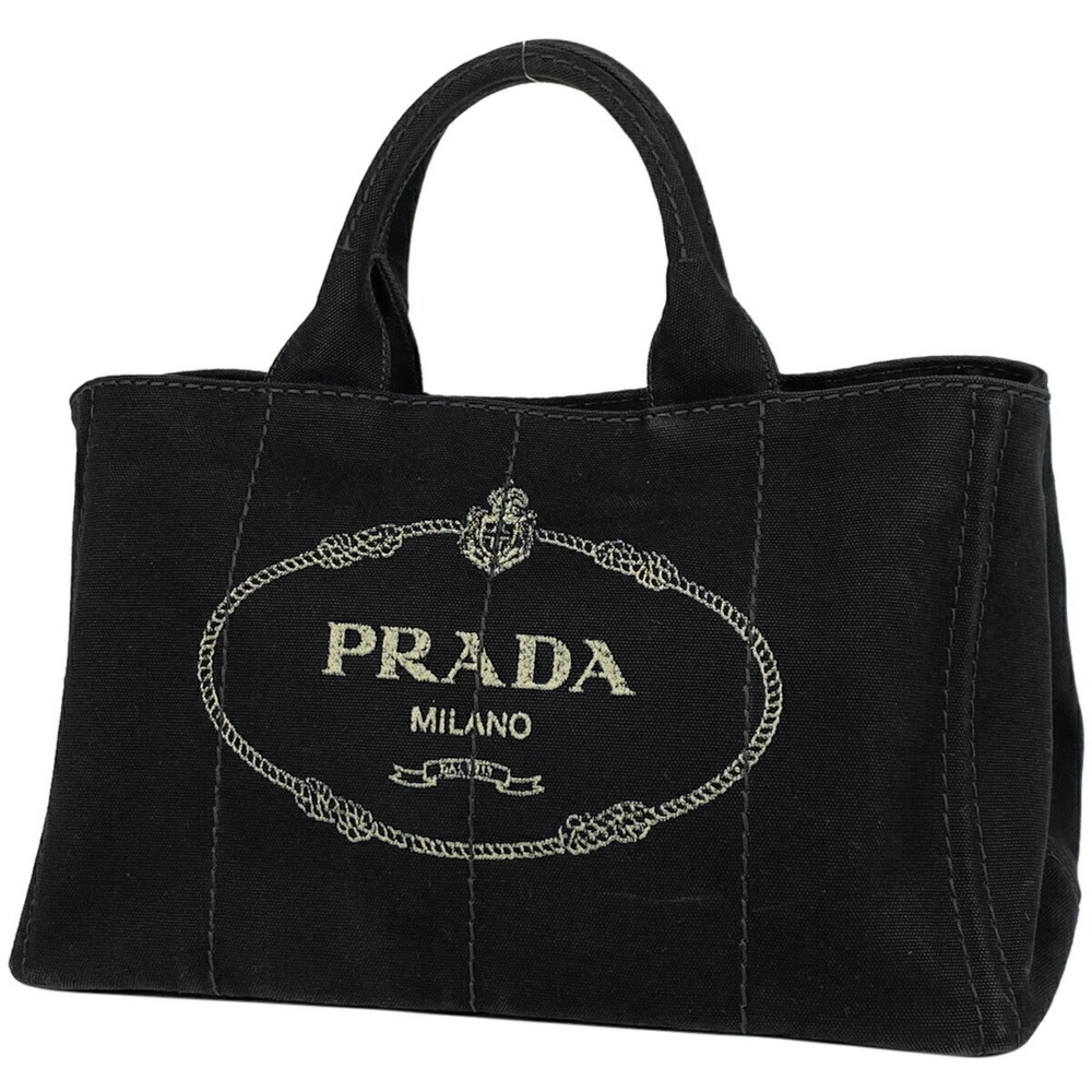 Prada Canapa Tote Shoulder Bag Handbag Canvas Nero Black - Picture 1 of 7